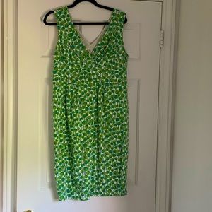 Boden sleeveless green & white cotton dress 10